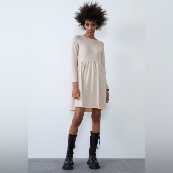 Zara Dresses Zara Cream Long Sleeve Dress Poshmark